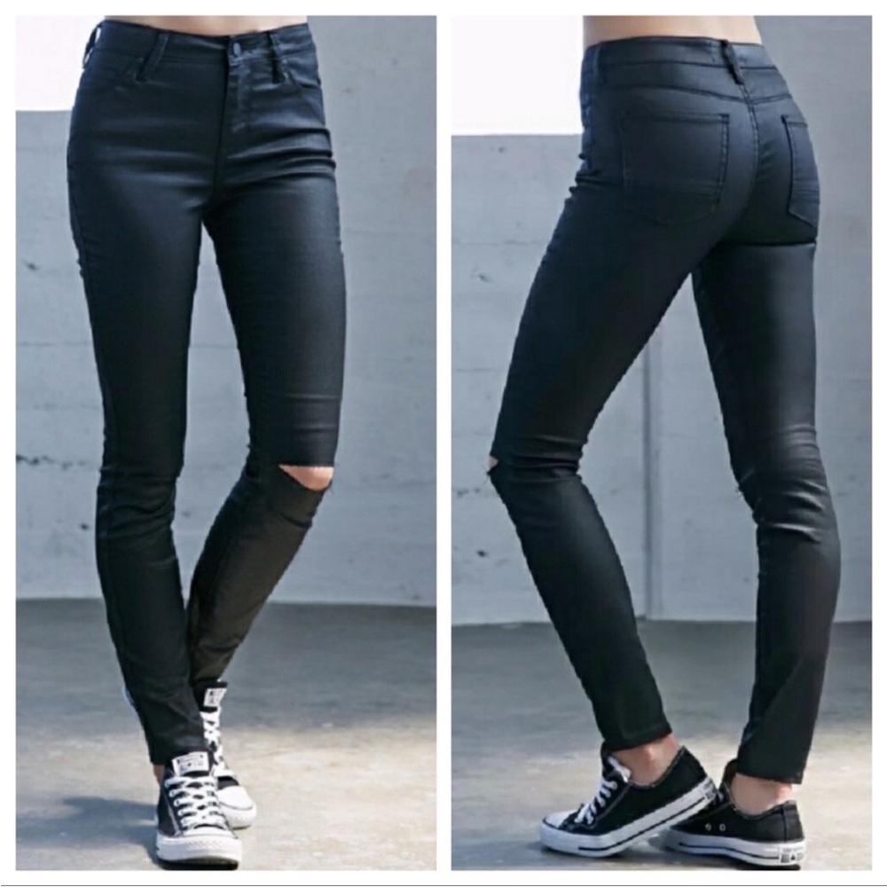 Kendall + Kylie High Rise Black Pleather Skinny Pants Size 26